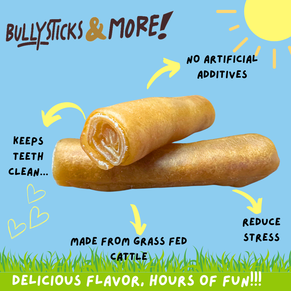 Bullysticks and More! - 6 Inch Extra Thick Beef Collagen Rolls 12 Count