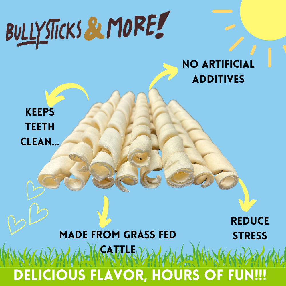 Bullysticks and More! - 10-12 Inch Beef Cheek Springs for Dogs 50 Count