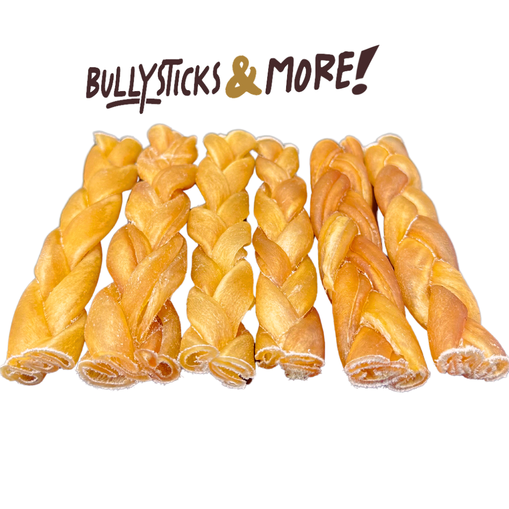 Bullysticks and More! - 6 Inch Beef Collagen Braids for Dogs 25 Count