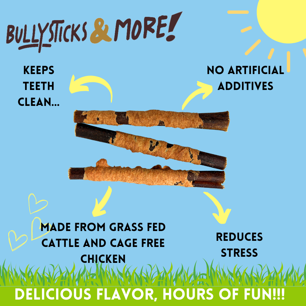 Bullysticks and More! - 6 Inch Regular Beef Collagen Chicken Wrapped Sticks 15 Count