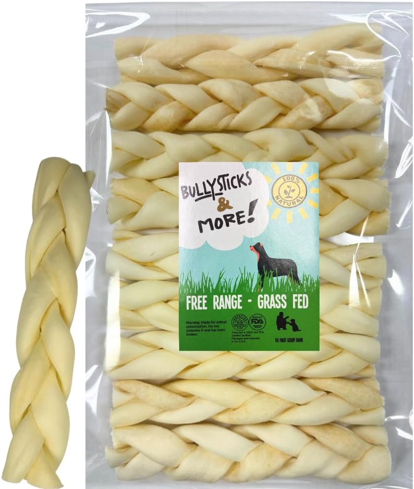 Bullysticks and More! - 6 Inch Beef Cheek Braids for Dogs 10 Count