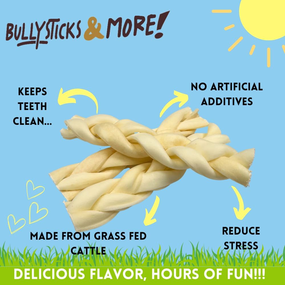 Bullysticks and More! - 6 Inch Beef Cheek Braids for Dogs 100 Count