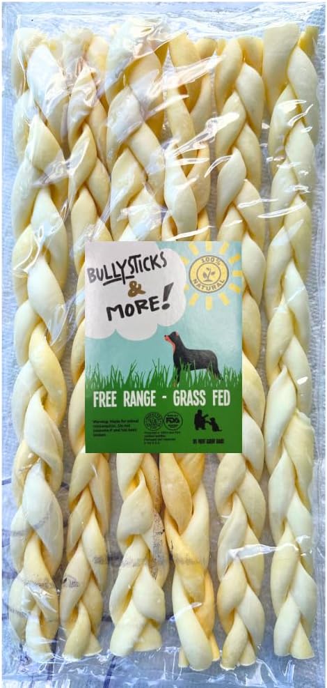 Bullysticks and More! - 10-12 Inch Beef Cheek Braids for Dogs 5 Count