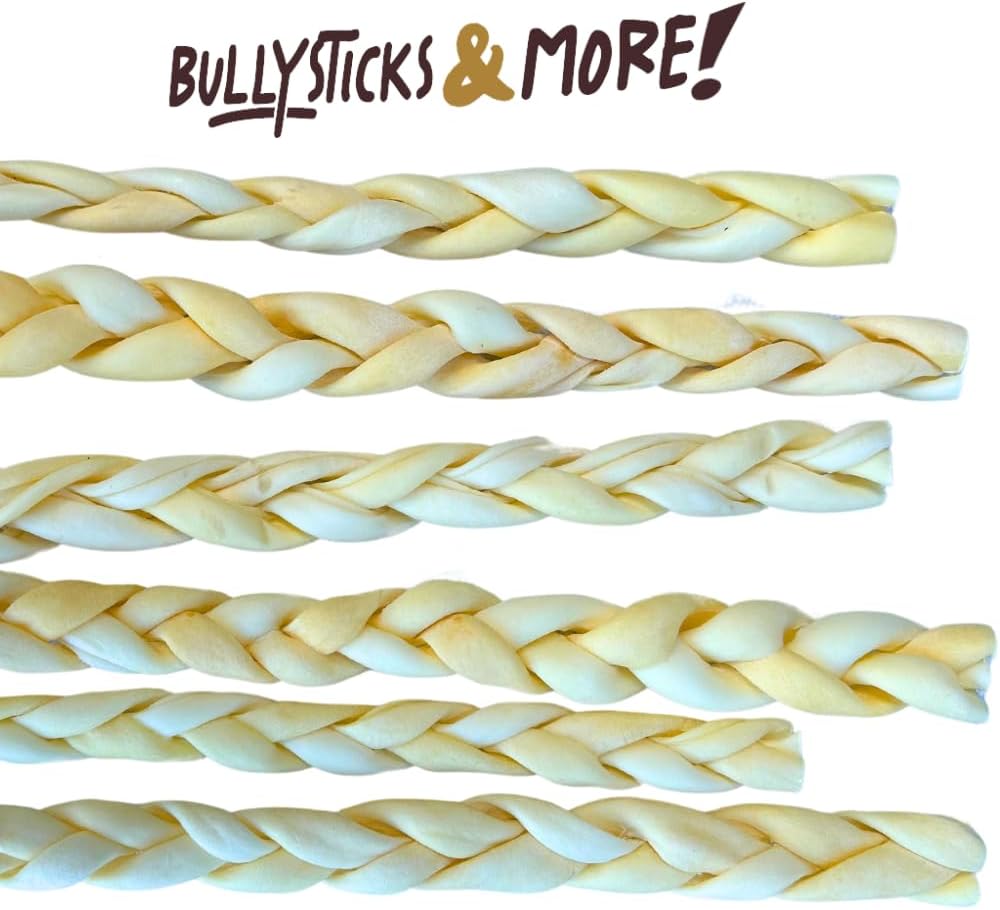 Bullysticks and More! - 10-12 Inch Beef Cheek Braids for Dogs 50 Count