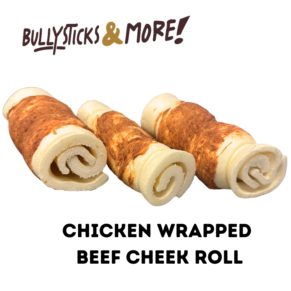 Bullysticks and More! - 5-6 Inch Chicken Wrapped Beef Cheek Rolls 50 Count