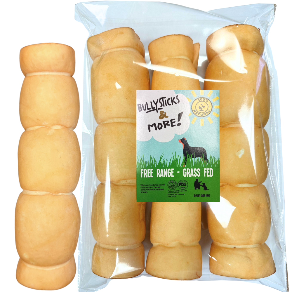 Bullysticks and More! - 10-12 Inch Peanut Butter Beef Cheek Rolls 3 Count